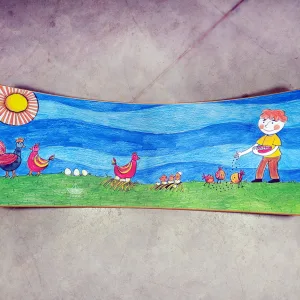 Boy with Chickens