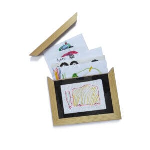 Wooden Magnetic Kid's Artwork Frame With Back Storage